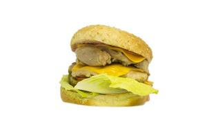 Fresh burger with chiken and white bun isolated photo