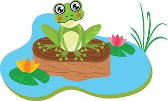 Happy frog living in nature vector