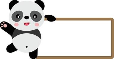 linda panda con blanco bandera vector