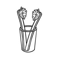 cepillos de dientes en un vaso, personal higiene ilustración, vector