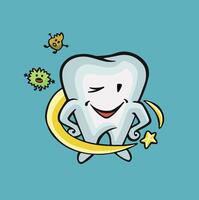 Happy tooth protected from bacteria, full color vector