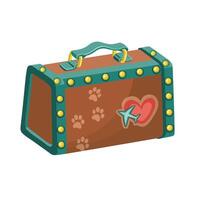 retro chest bag in color cartoon style on white background. illustration vector