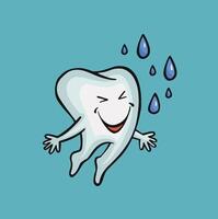 Satisfied tooth underwater full color vector