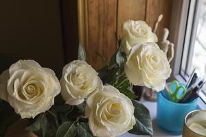 Bouquet of white roses. photo