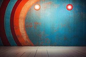 background retro minimalism groovy with spiral ,Old shabby Wall copy space photo