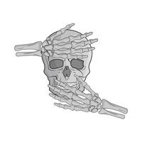 illustration of skull and skeleton hand vector