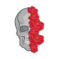 illustration of skull and rose vector