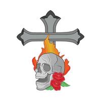 illustration of skull and cross vector