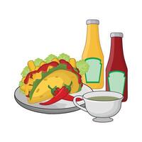 ilustración de taco con salsa vector