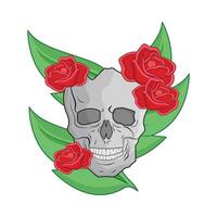 illustration of skull and rose vector