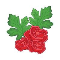 illustration of rose with leaf vector
