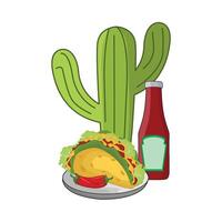 ilustración de taco con salsa vector