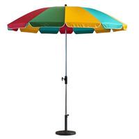 Bright colorful multicolored beach umbrella on a white background photo