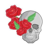 illustration of skull and rose vector