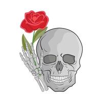 illustration of skull and rose vector