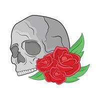 illustration of skull and rose vector