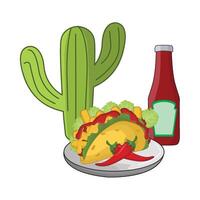 ilustración de taco con salsa vector