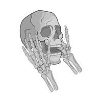 illustration of skull and skeleton hand vector