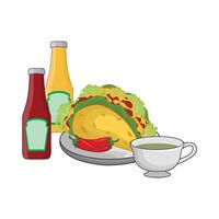 ilustración de taco con salsa vector