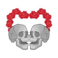 illustration of skull and rose vector