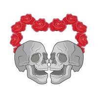 illustration of skull and rose vector