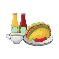 ilustración de taco con salsa vector