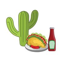 ilustración de taco con salsa vector