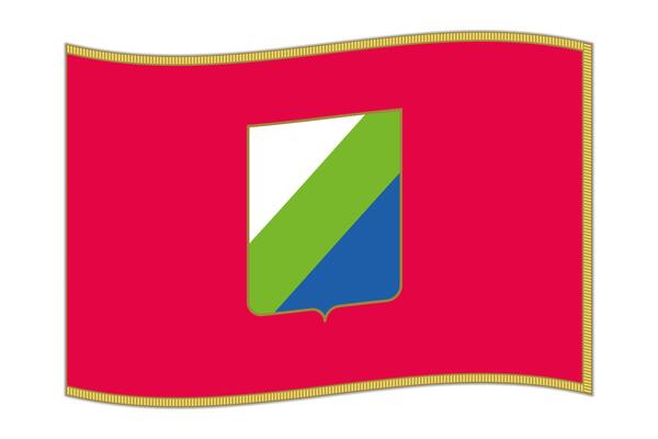 Waving flag of Abruzzo region, administrative division of Italy. illustration.