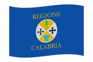 Waving flag of Calabria region, administrative division of Italy. illustration. vector