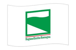 Waving flag of Emilia Romagna region, administrative division of Italy. illustration. vector