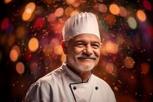 portrait of a chef , bokeh background photo