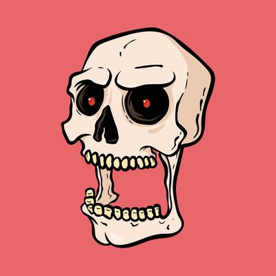 Skull head character illustration. Mascot, brand design concept.