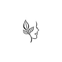 Ecological leaf logo woman leaf face vector