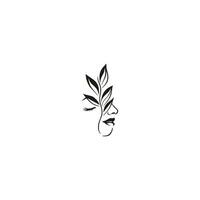 Ecological leaf logo woman leaf face vector