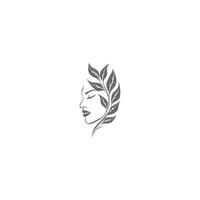 Beauty Woman Face with Leaf Logo Design for Spa. vector