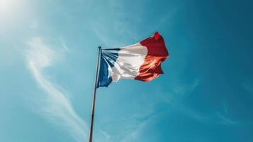 Flag of France blowing in the wind. photo