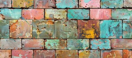 Colorful patina texture of the surface material of concrete blocks photo