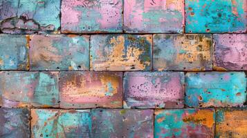 Colorful patina texture of the surface material of concrete blocks photo