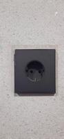 Power socket electrical and wall switches black colors photo