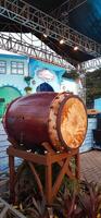 Wooden drum or bedug are display in event ngabuburit festival at Summarecon Mall Bekasi Indonesia. Beduq usually used to call people to prayer in mosque photo