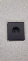 Power socket electrical and wall switches black colors photo