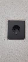 Power socket electrical and wall switches black colors photo