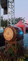 Wooden drum or bedug are display in event ngabuburit festival at Summarecon Mall Bekasi Indonesia. Beduq usually used to call people to prayer in mosque photo