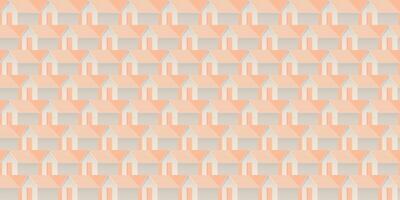 Abstract peachy geometric house flat design seamless pattern illustration. vector