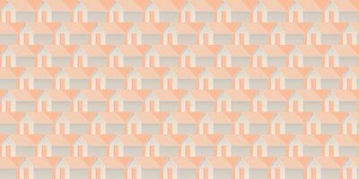 Abstract peachy geometric house flat design seamless pattern illustration. vector