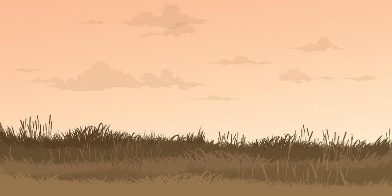 Nature landscape sunset in autumn season flat design illustration. Pastel environment concept template have blank space.