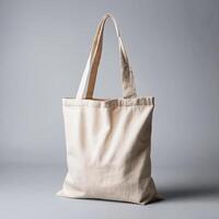 Minimalistic cream tote bag on isolated background mockup template photo