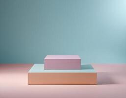 Minimalist pastel podium on soft background product display stand photo