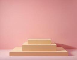 Minimalist pastel podium on soft background product display stand photo