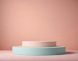 Minimalist pastel podium on soft background product display stand photo